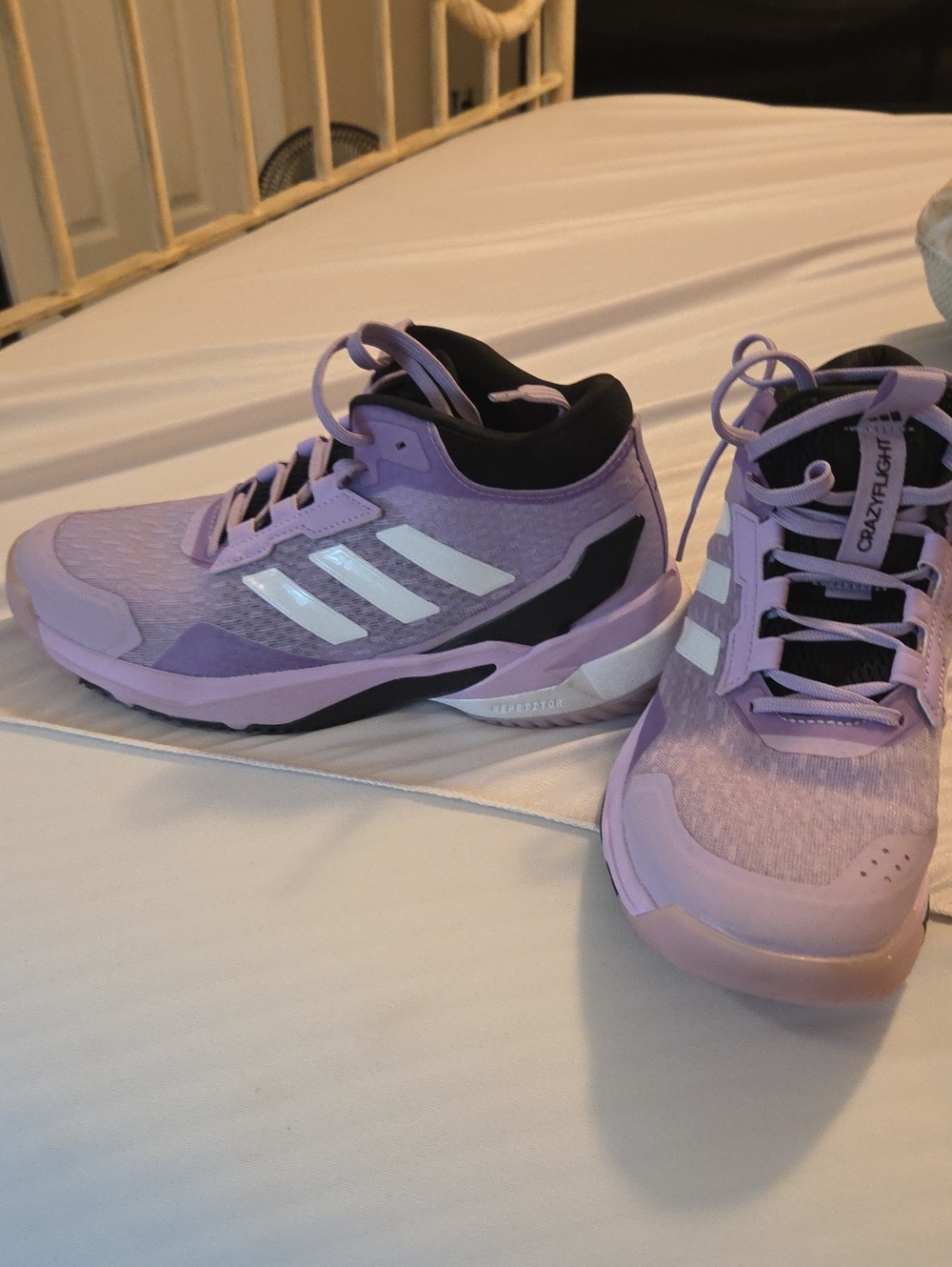 adidas Women's Lavender Tennis Or Pickleball Shoes with White Stripes